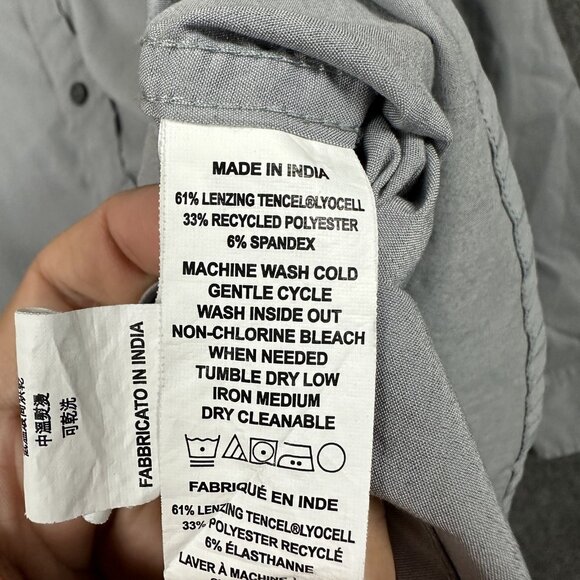 Prana Shirt Mens Small Gray Long Sleeve Button Down Sustainable Stretch Casual - Picture 5 of 13